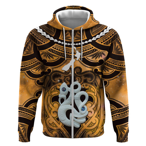 Personalised Maori Matariki Manaia Kowhai Hoodie Maori Kowhaiwhai Pattern Galaxy