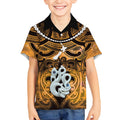 Personalised Maori Matariki Manaia Kowhai Kid Hawaiian Shirt Maori Kowhaiwhai Pattern Galaxy