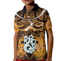 Personalised Maori Matariki Manaia Kowhai Kid Polo Shirt Maori Kowhaiwhai Pattern Galaxy
