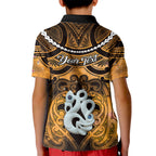 Personalised Maori Matariki Manaia Kowhai Kid Polo Shirt Maori Kowhaiwhai Pattern Galaxy