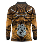 Personalised Maori Matariki Manaia Kowhai Long Sleeve Polo Shirt Maori Kowhaiwhai Pattern Galaxy