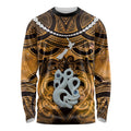 Personalised Maori Matariki Manaia Kowhai Long Sleeve Shirt Maori Kowhaiwhai Pattern Galaxy