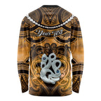 Personalised Maori Matariki Manaia Kowhai Long Sleeve Shirt Maori Kowhaiwhai Pattern Galaxy