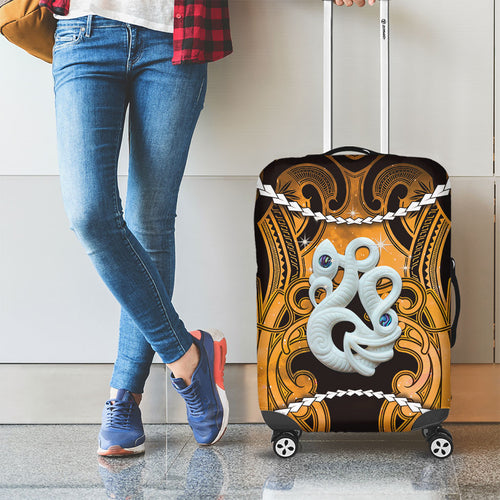 Maori Matariki Manaia Kowhai Luggage Cover Maori Kowhaiwhai Pattern Galaxy