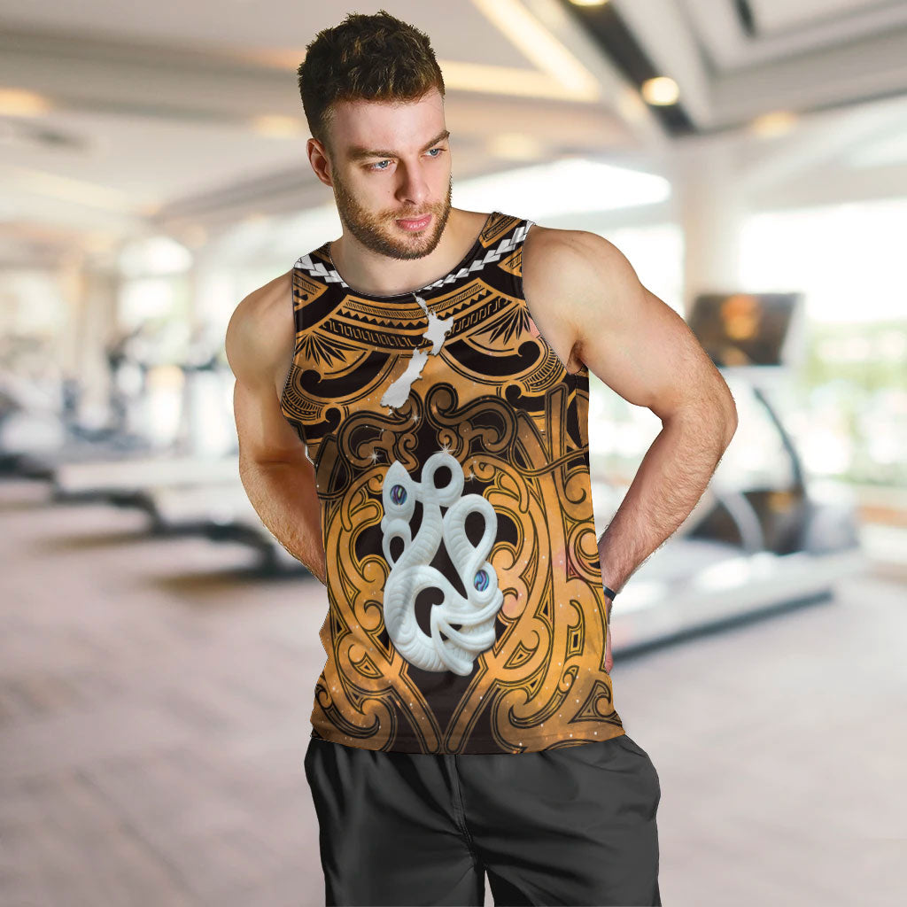 Personalised Maori Matariki Manaia Kowhai Men Tank Top Maori Kowhaiwhai Pattern Galaxy