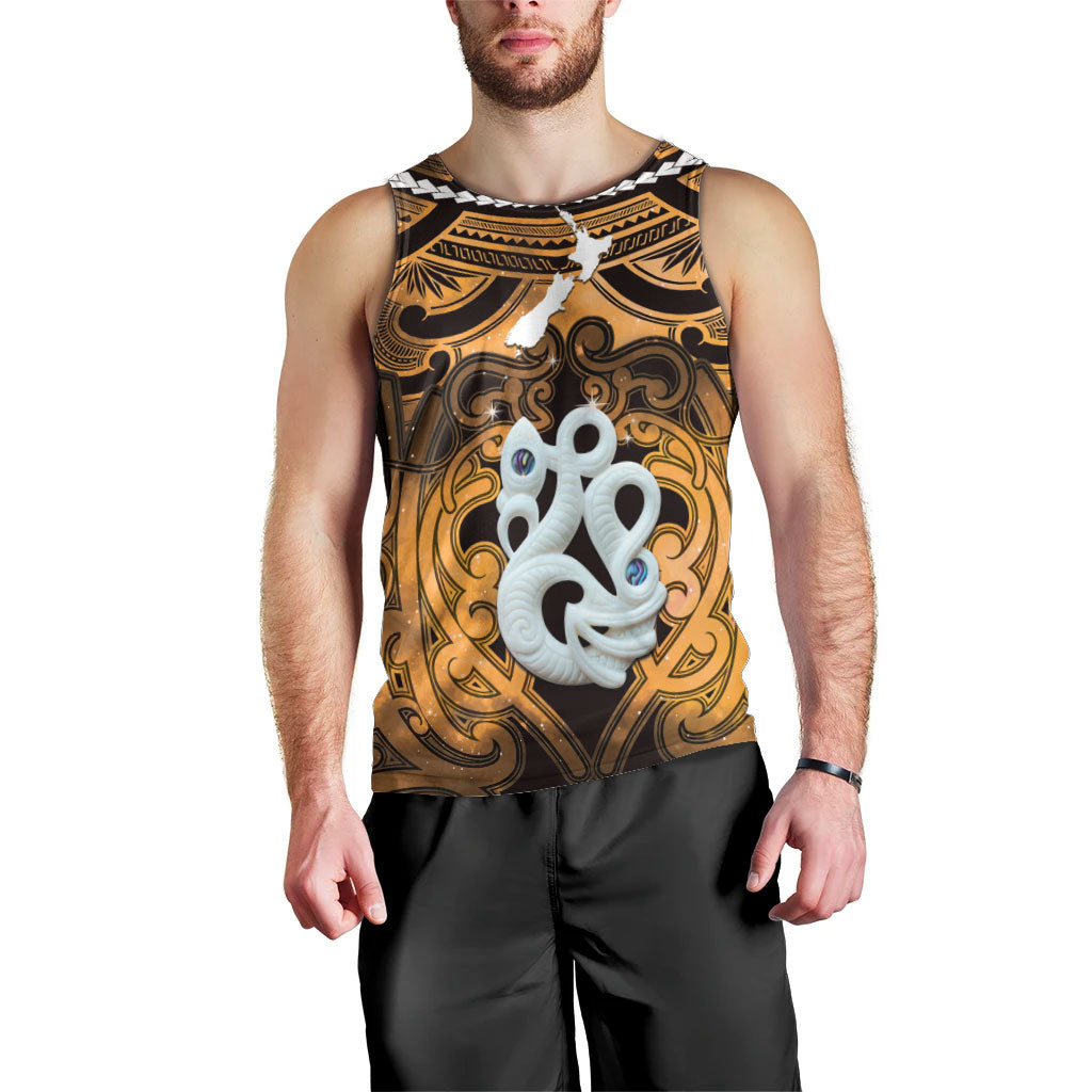 Personalised Maori Matariki Manaia Kowhai Men Tank Top Maori Kowhaiwhai Pattern Galaxy