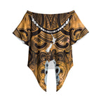 Personalised Maori Matariki Manaia Kowhai Off Shoulder Wrap Waist Top Maori Kowhaiwhai Pattern Galaxy