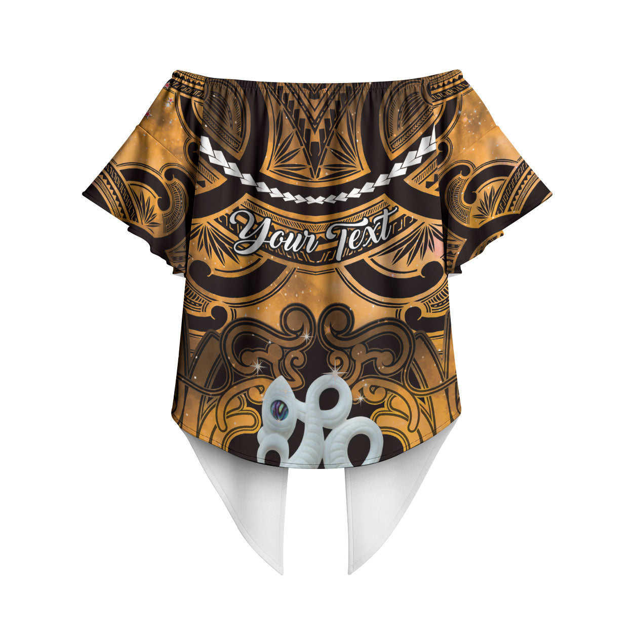Personalised Maori Matariki Manaia Kowhai Off Shoulder Wrap Waist Top Maori Kowhaiwhai Pattern Galaxy