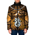 Personalised Maori Matariki Manaia Kowhai Padded Jacket Maori Kowhaiwhai Pattern Galaxy