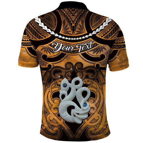 Personalised Maori Matariki Manaia Kowhai Polo Shirt Maori Kowhaiwhai Pattern Galaxy