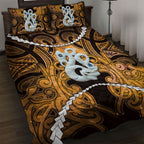 Maori Matariki Manaia Kowhai Quilt Bed Set Maori Kowhaiwhai Pattern Galaxy