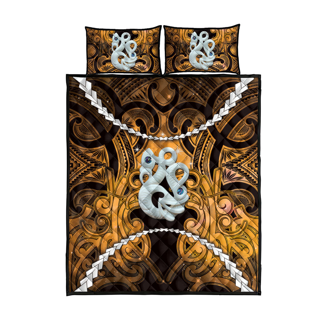 Maori Matariki Manaia Kowhai Quilt Bed Set Maori Kowhaiwhai Pattern Galaxy