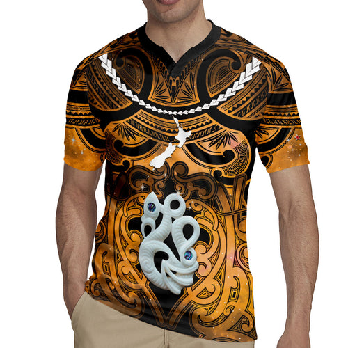 Personalised Maori Matariki Manaia Kowhai Rugby Jersey Maori Kowhaiwhai Pattern Galaxy