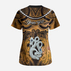 Personalised Maori Matariki Manaia Kowhai Scrub Top Maori Kowhaiwhai Pattern Galaxy
