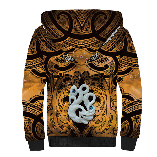 Personalised Maori Matariki Manaia Kowhai Sherpa Hoodie Maori Kowhaiwhai Pattern Galaxy