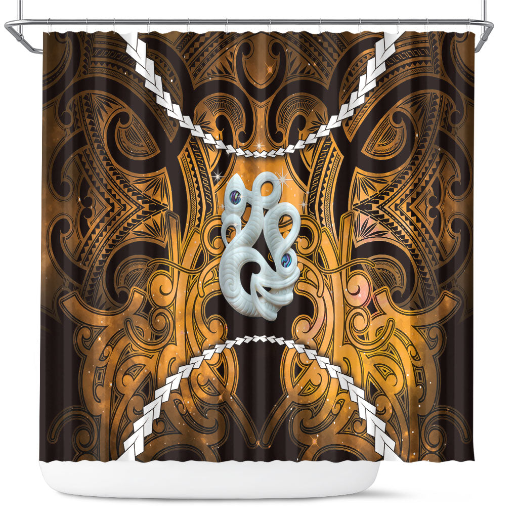 Maori Matariki Manaia Kowhai Shower Curtain Maori Kowhaiwhai Pattern Galaxy