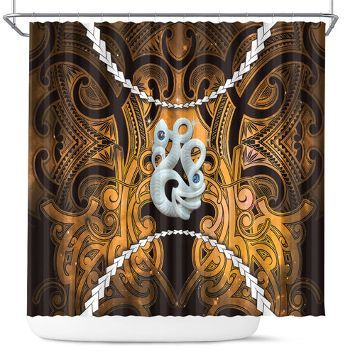 Maori Matariki Manaia Kowhai Shower Curtain Maori Kowhaiwhai Pattern Galaxy