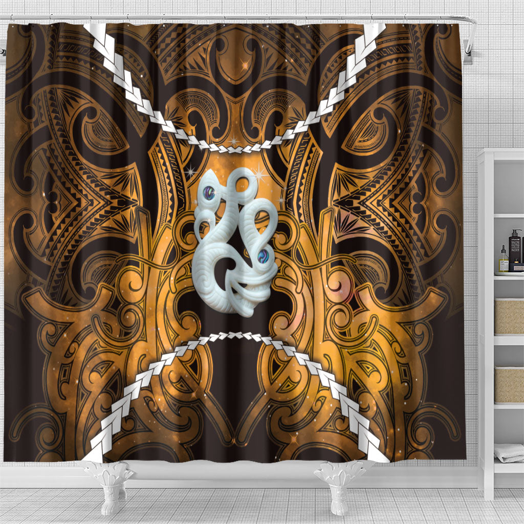 Maori Matariki Manaia Kowhai Shower Curtain Maori Kowhaiwhai Pattern Galaxy