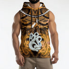 Personalised Maori Matariki Manaia Kowhai Sleeveless Hoodie Maori Kowhaiwhai Pattern Galaxy