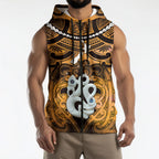 Personalised Maori Matariki Manaia Kowhai Sleeveless Zip Hoodie Maori Kowhaiwhai Pattern Galaxy