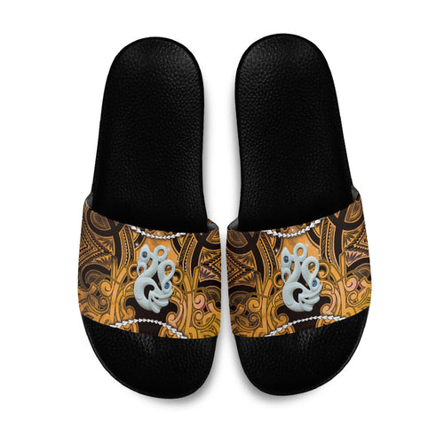 Maori Matariki Manaia Kowhai Slide Sandals Maori Kowhaiwhai Pattern Galaxy