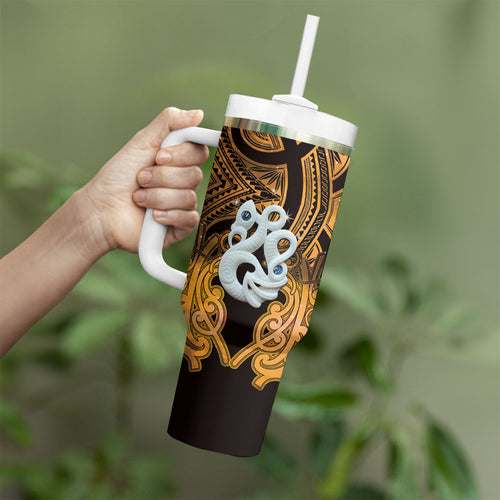Personalised Maori Matariki Manaia Kowhai Tumbler With Handle Maori Kowhaiwhai Pattern Galaxy