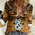 Personalised Maori Matariki Manaia Kowhai Women Casual Shirt Maori Kowhaiwhai Pattern Galaxy