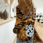 Personalised Maori Matariki Manaia Kowhai Women Casual Shirt Maori Kowhaiwhai Pattern Galaxy
