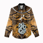 Personalised Maori Matariki Manaia Kowhai Women Casual Shirt Maori Kowhaiwhai Pattern Galaxy