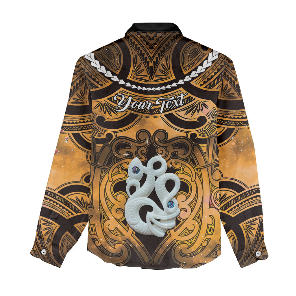 Personalised Maori Matariki Manaia Kowhai Women Casual Shirt Maori Kowhaiwhai Pattern Galaxy