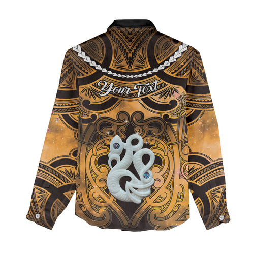 Personalised Maori Matariki Manaia Kowhai Women Casual Shirt Maori Kowhaiwhai Pattern Galaxy
