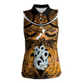 Personalised Maori Matariki Manaia Kowhai Women Sleeveless Polo Shirt Maori Kowhaiwhai Pattern Galaxy
