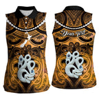 Personalised Maori Matariki Manaia Kowhai Women Sleeveless Polo Shirt Maori Kowhaiwhai Pattern Galaxy