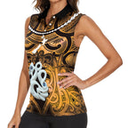 Personalised Maori Matariki Manaia Kowhai Women Sleeveless Polo Shirt Maori Kowhaiwhai Pattern Galaxy