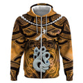 Personalised Maori Matariki Manaia Kowhai Zip Hoodie Maori Kowhaiwhai Pattern Galaxy