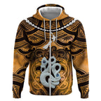 Personalised Maori Matariki Manaia Kowhai Zip Hoodie Maori Kowhaiwhai Pattern Galaxy