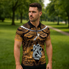 Personalised Maori Matariki Manaia Kowhai Zipper Polo Shirt Maori Kowhaiwhai Pattern Galaxy