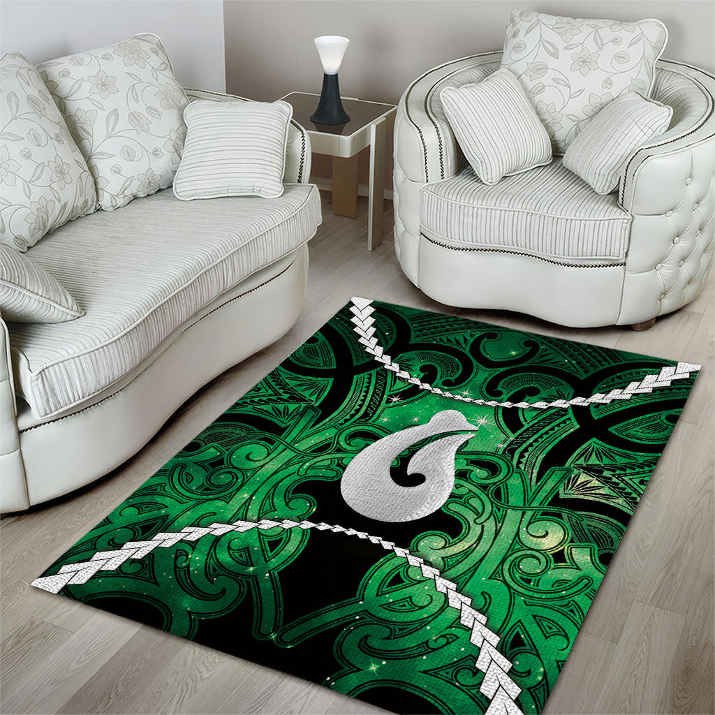 Maori Matariki Hei Matau Kakariki Area Rug Maori Kowhaiwhai Pattern Galaxy