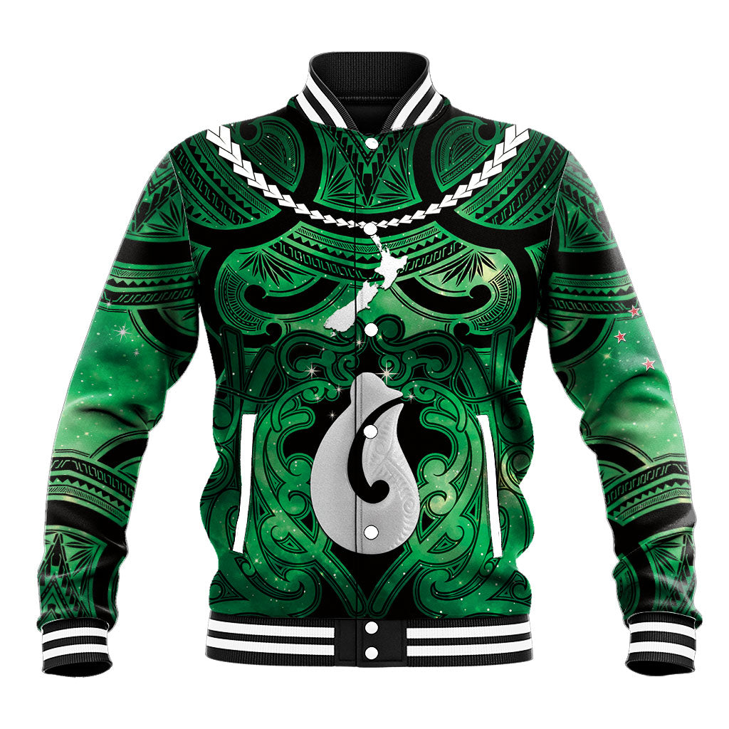Personalised Maori Matariki Hei Matau Kakariki Baseball Jacket Maori Kowhaiwhai Pattern Galaxy