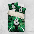 Maori Matariki Hei Matau Kakariki Bedding Set Maori Kowhaiwhai Pattern Galaxy