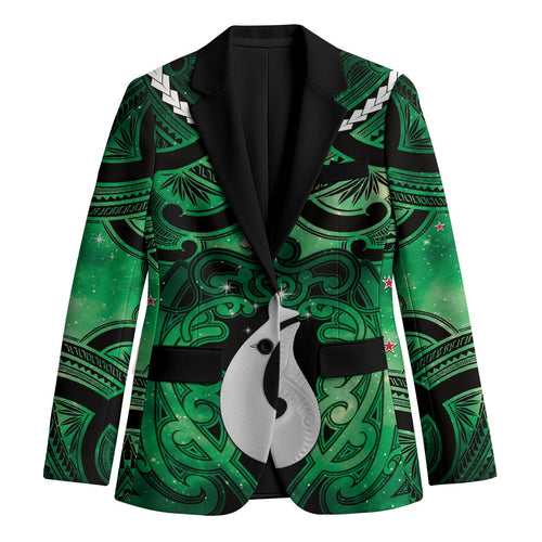 Personalised Maori Matariki Hei Matau Kakariki Blazer Maori Kowhaiwhai Pattern Galaxy