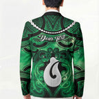 Personalised Maori Matariki Hei Matau Kakariki Blazer Maori Kowhaiwhai Pattern Galaxy