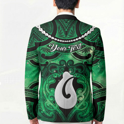 Personalised Maori Matariki Hei Matau Kakariki Blazer Maori Kowhaiwhai Pattern Galaxy