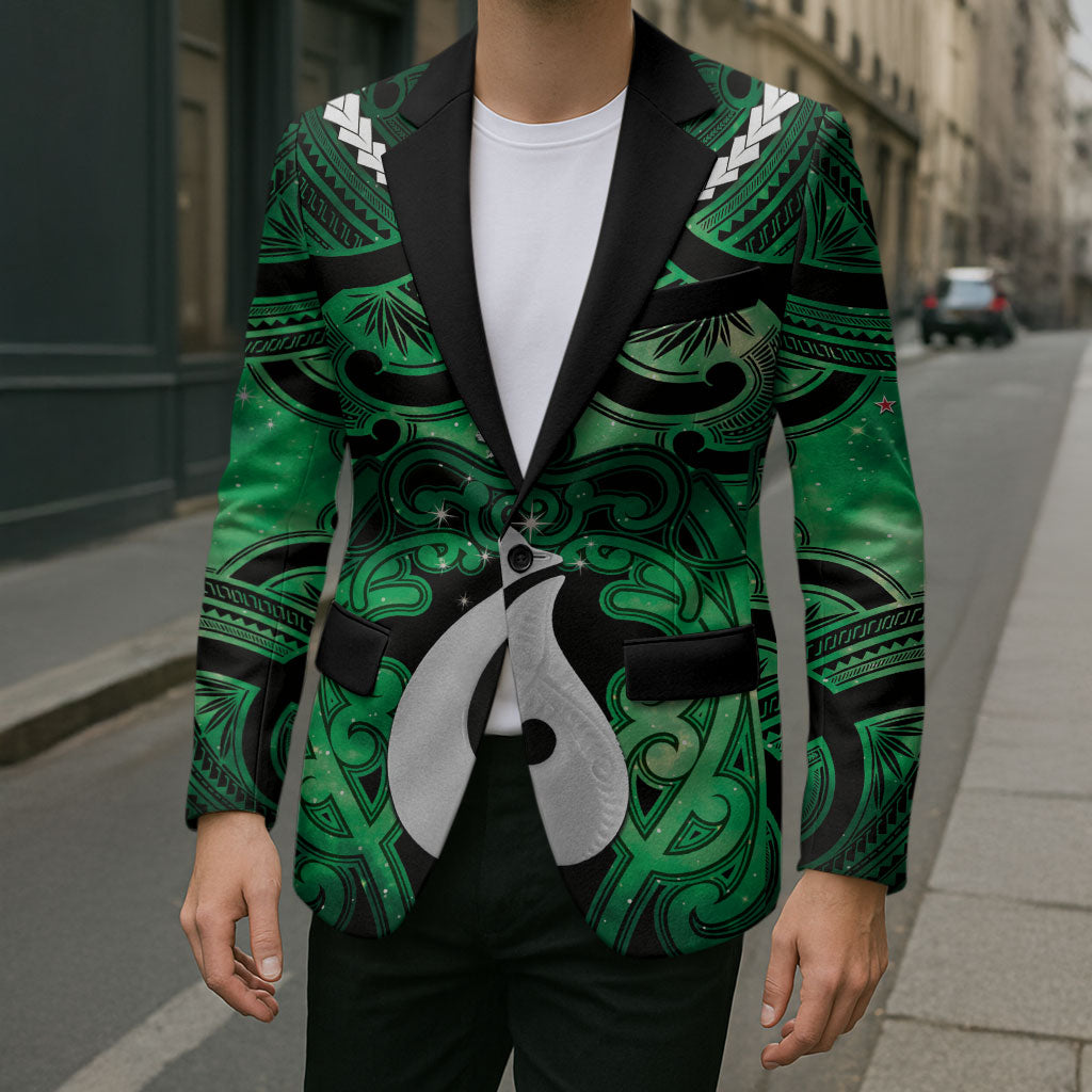 Personalised Maori Matariki Hei Matau Kakariki Blazer Maori Kowhaiwhai Pattern Galaxy
