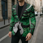 Personalised Maori Matariki Hei Matau Kakariki Blazer Maori Kowhaiwhai Pattern Galaxy