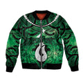Personalised Maori Matariki Hei Matau Kakariki Bomber Jacket Maori Kowhaiwhai Pattern Galaxy