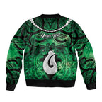 Personalised Maori Matariki Hei Matau Kakariki Bomber Jacket Maori Kowhaiwhai Pattern Galaxy