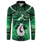 Personalised Maori Matariki Hei Matau Kakariki Button Sweatshirt Maori Kowhaiwhai Pattern Galaxy