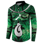 Personalised Maori Matariki Hei Matau Kakariki Button Sweatshirt Maori Kowhaiwhai Pattern Galaxy