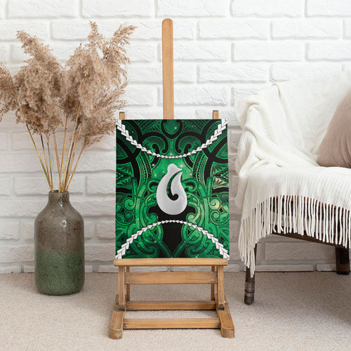 Maori Matariki Hei Matau Kakariki Canvas Wall Art Maori Kowhaiwhai Pattern Galaxy